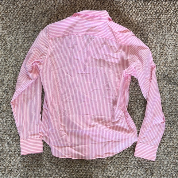 Lauren Ralph Lauren Pink Striped Button Down Shirt HLF - Picture 7 of 7